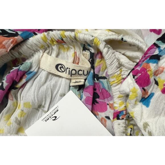 Rip Curl Night Bloom Off Shoulder Floral Top Blouse White Smocked Small NWT New - Picture 7 of 9